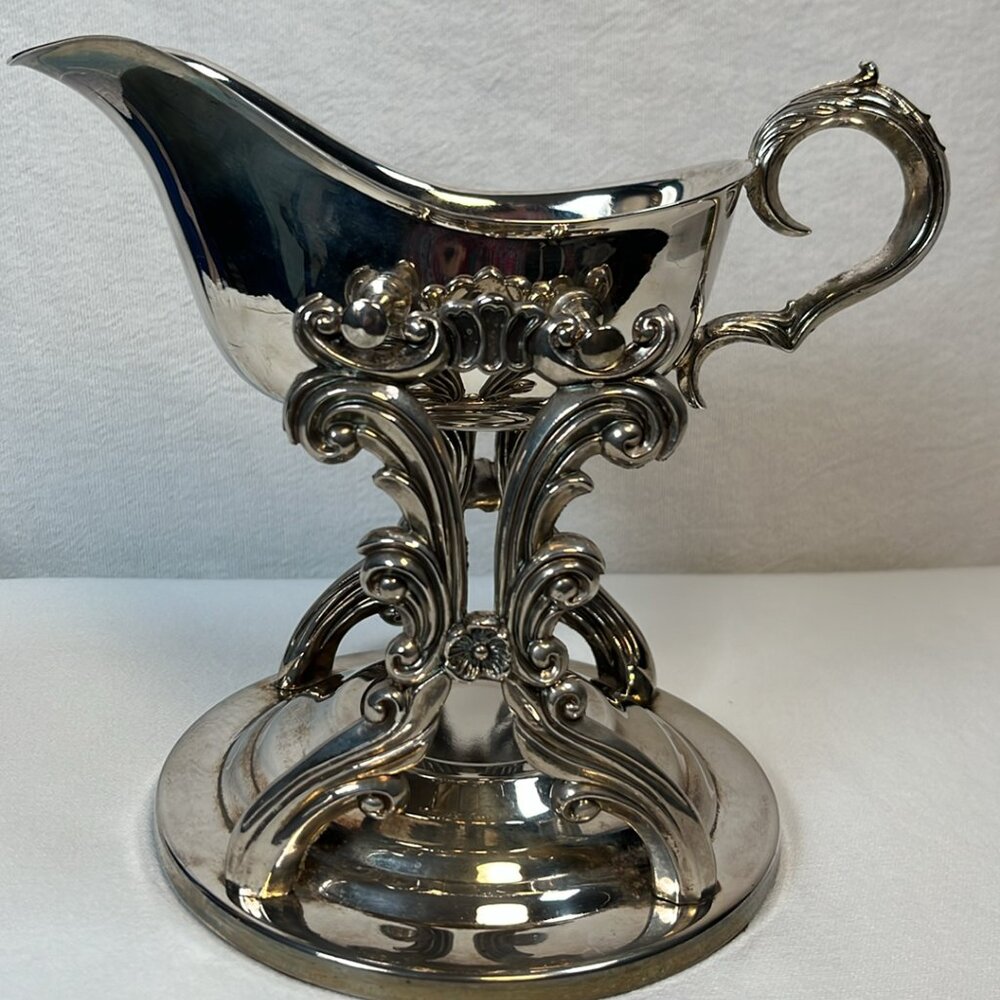 Vintage Silver Plated Gravy Boat With Warming Stand Special Dining Occasion
